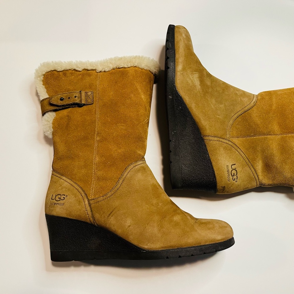UGG Tan Winter Boots with Black Sole